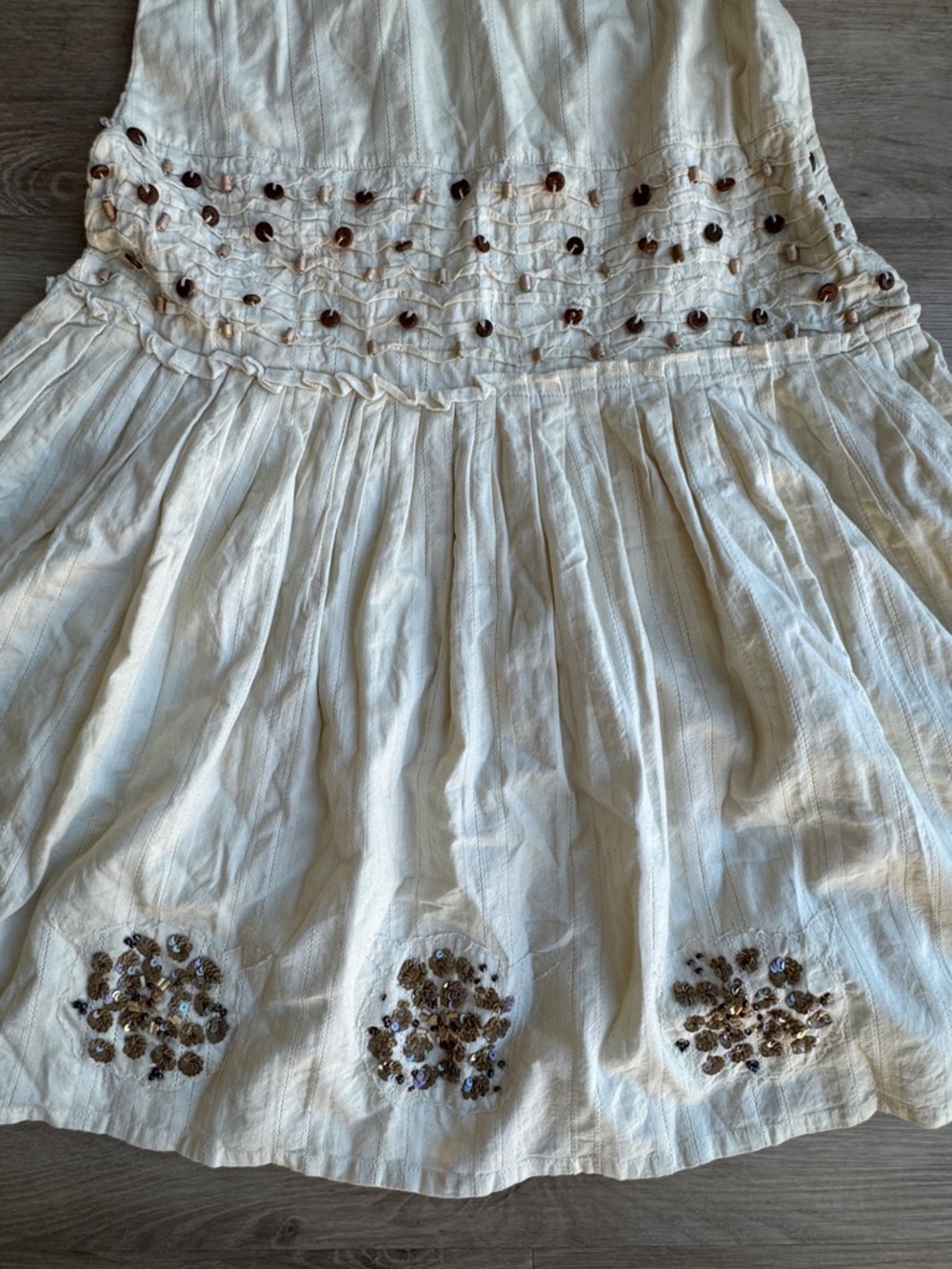 Chaudry KC Y2K 100% Cotton Beaded Embellished Drop Waist Dress sz S - Picture 7 of 14